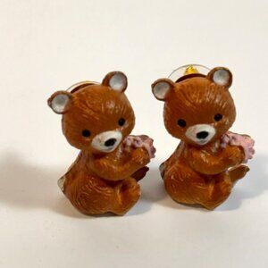 Cute Vintage Teddy Bear Novelty Earrings Adorable Little Guys